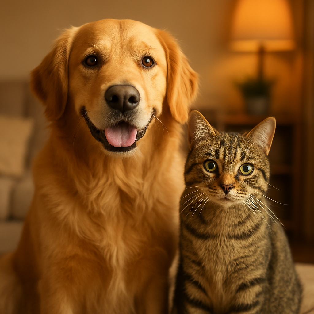 Cachorro e gato juntos representando o cuidado com animais